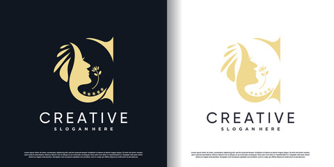 Beauty logo design with letter c concept Premium Vector