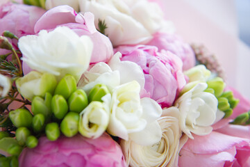 pink and white roses