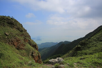 Fototapeta na wymiar peak of Lantau peak in Hong Kong, one of highest mount, the lantau trails, South Phoenix Trail