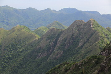 landscape of Lantau South Country Park mountain range，Kau Nga Ling West Ridge in Hong Kong, the famous lantau hiking trail