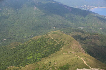 winding trail on the range of Lantau peak in Hong Kong, one of highest mount