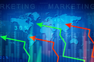 2d rendering Stock market online business concept. business Graph 