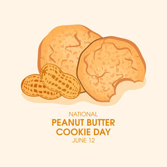 National Peanut Butter Cookie Day vector. Sweet cookies with peanuts icon vector. June 12. Important day