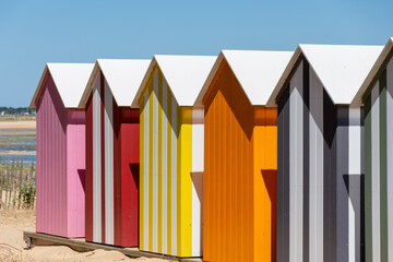Ile d’Oléron (Charente-Maritime, France), cabines de plage traditionnelles de La Brée Les Bains