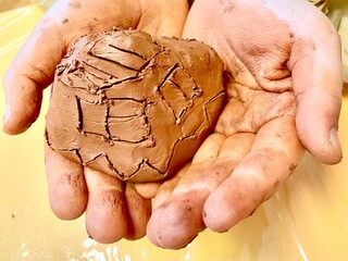 Children's handicraft - a house made of clay