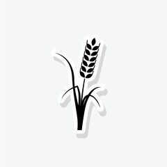 Wheat ears or rice icon sticker sign for mobile concept and web design