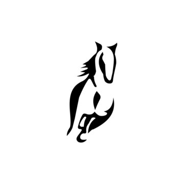 Black horse running Logo design vector Stylish template Home pet shop veterinary clinic Logotype concept icon