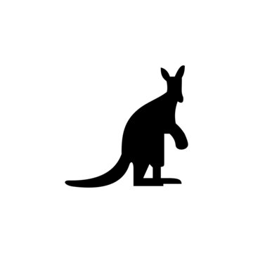 Black kangaroo Logo design vector template for Negative space style. Pet house shop veterinary clinic Logotype icon concept