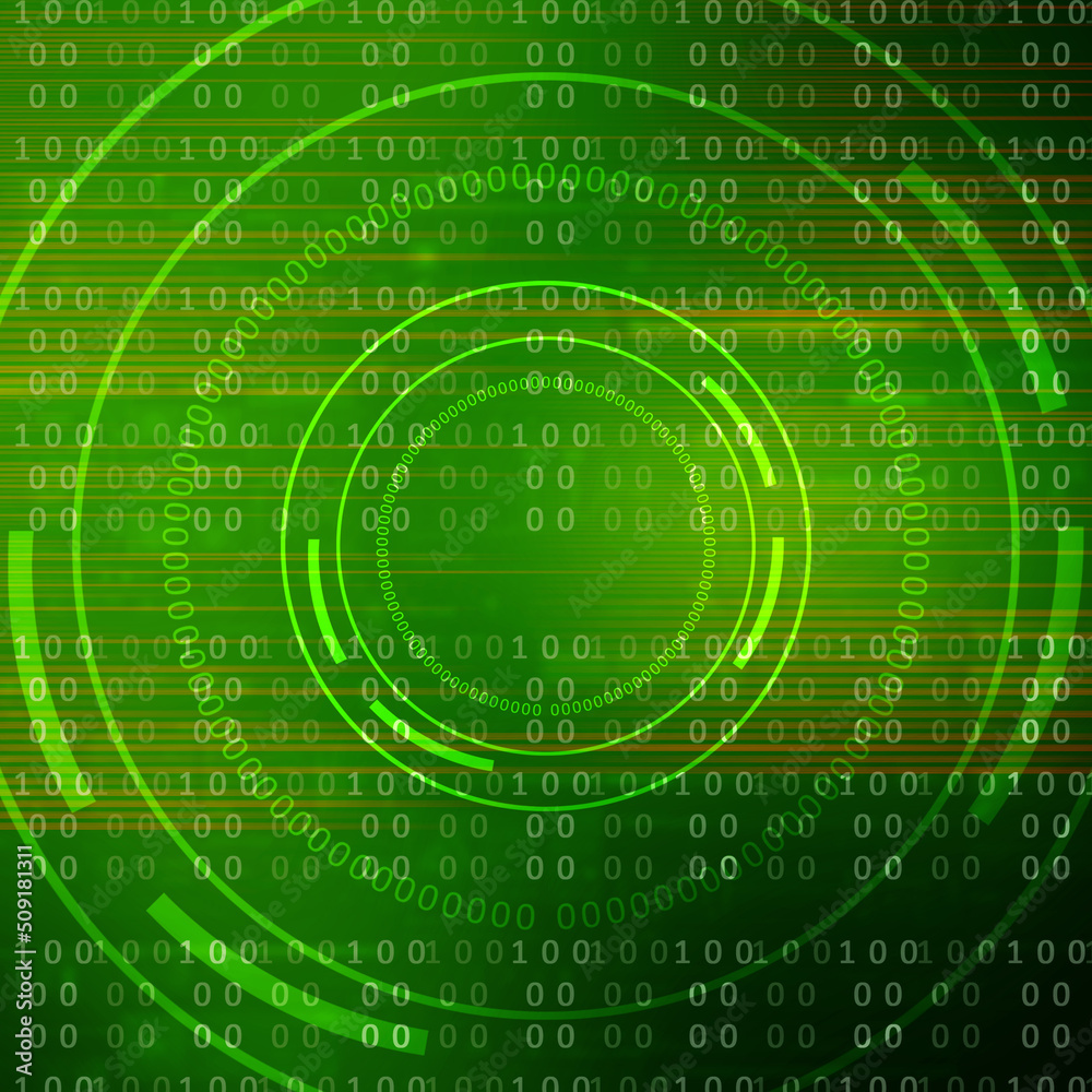Poster 2d illustration abstract digital binary data on computer screen