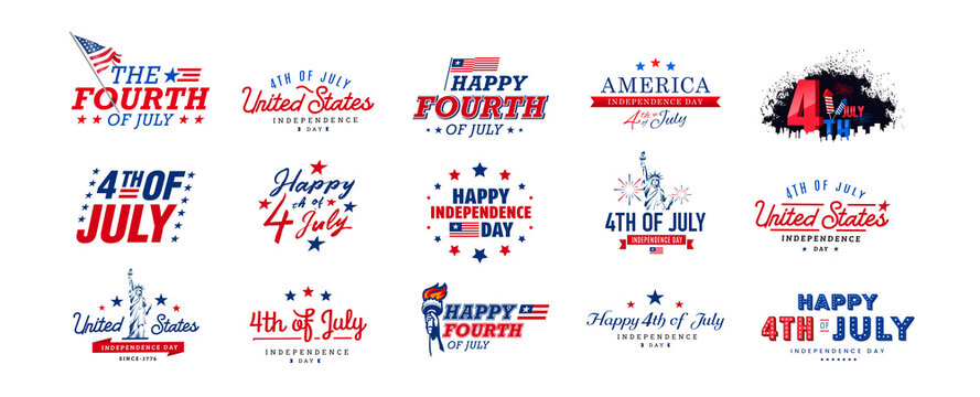 Happy 4th of July, United State of America independence day greeting design. Fourth of July typographic design. Vector illustration. 