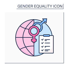 Mainstreaming color icon.Strategy to achieve equality between women and men.Takes into account both gender interests and concerns. Gender equality concept. Isolated vector illustration