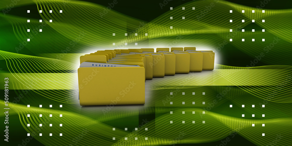Poster 3d rendering folder with documents