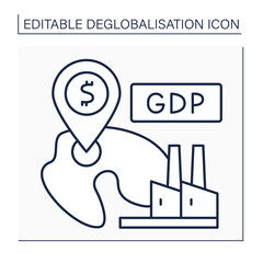 Domestic production line icon. Gross and sell domestic products only for local regions. GPD. Deglobalisation concept. Isolated vector illustration. Editable stroke