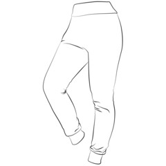 women jogging pants, ladies sport sweatpants sketch drawing, contour lines drawn