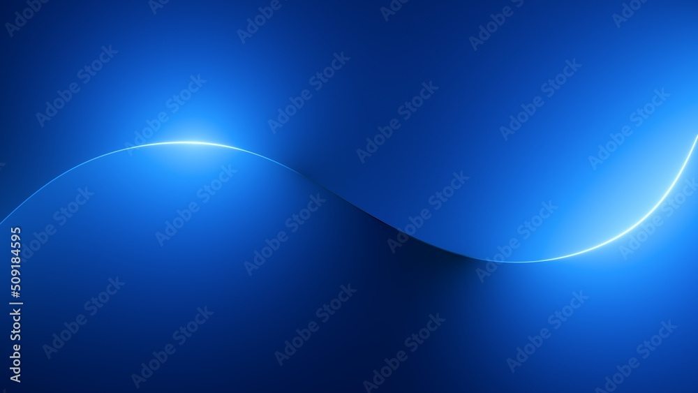 Canvas Prints 3d render, abstract blue neon background with glowing smooth wavy line