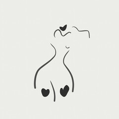 line art female shape icon design 
