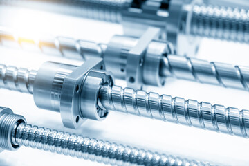Closeup scene  assembly of spare parts  lead ball screw set.