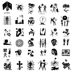  problems in life , psychology - set graphic symbols ,design element
