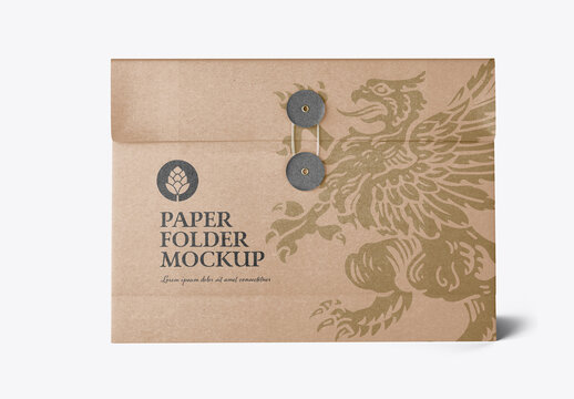 Kraft Folder with Bow Mockup