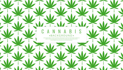 Abstract green cannabis on white background with marijuana leaves pattern seamless. Herb concept. Vector illustration.