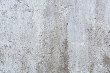 The background of an old concrete wall painted white with cracks. The texture of the plaster.
