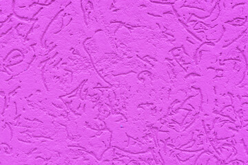 Purple background (texture) with a pattern. Lilac concrete (plastered) painted wall.