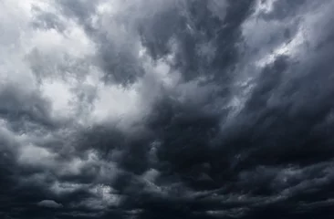  The dark sky with heavy clouds converging and a violent storm before the rain.Bad or moody weather sky. © death_rip