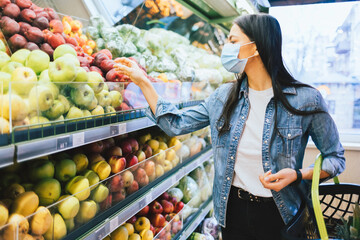 Young woman shopping for food in supermarket