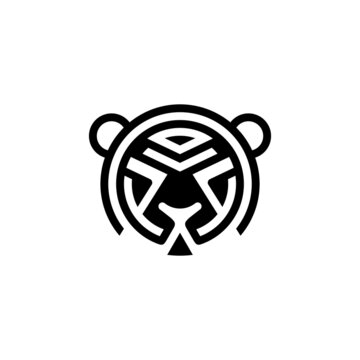 unique tiger logo design icon, tiger logo concept with geometric circle line shape, tiger logo vector EPS 10