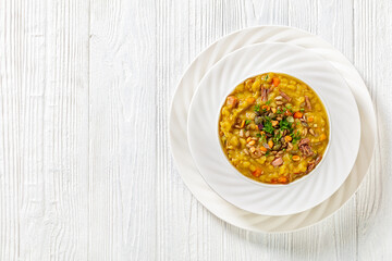 Finnish split pea soup Hernekeitto with pork meat