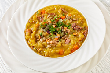 Finnish split pea soup Hernekeitto with pork meat