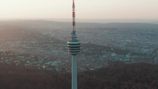 TV Tower in Stuttgart, Germany during sunset