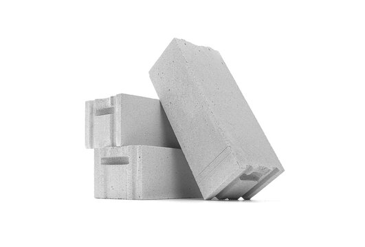 Foamed lightweight concrete (aerated concrete block) isolated on white