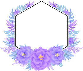 purple rose flower frame watercolor decoration