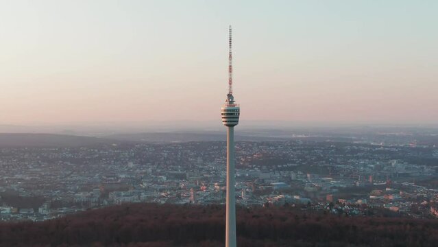TV Tower in Stuttgart, Germany during sunset