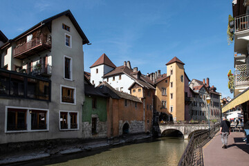 Fototapeta na wymiar Historic and colourful architecture of old houses in Annecy, France