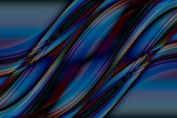Abstract blue psychedelic background, shiny waves.