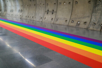 Rainbow walkway welcomes Pride Month festival.Rainbow pride is a symbol of lesbian, gay, bisexual, transgender, and LGBTQ pride. and the LGBTQ social movement in June.