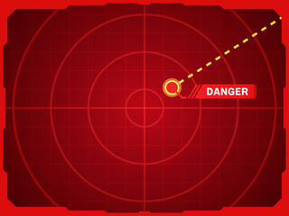 敵が接近中のレーダー画面のイラスト_フレームあり