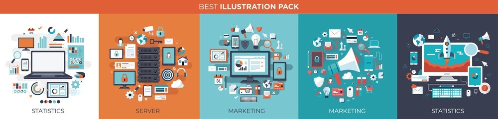 illustration marketing, business, digital, web