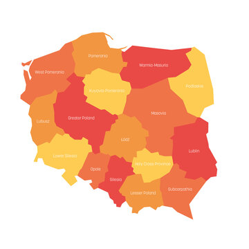 Fototapeta Poland - administrative map of voivodeships