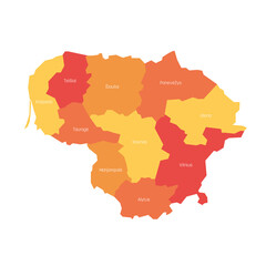 Lithuania - administrative map of counties