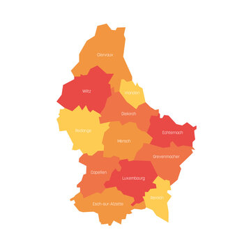 Luxembourg - administrative map of cantons