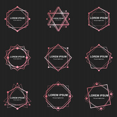 Geometry And Abstract Line With Pink Color Logo Set - Vector