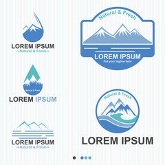 Water Drink With Natural And Fresh Logo Set - Vector