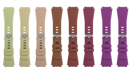 leather strap for electronic watches, on a white background, collage