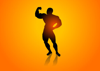 Fototapeta na wymiar silhouette of a bodybuilder man