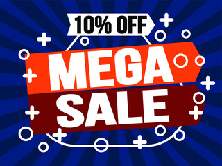 Fototapeta premium 10% off mega sale. Super sale discount banner promotion.