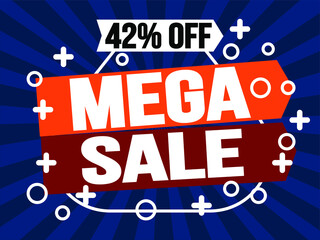 42% off mega sale. Super sale discount banner promotion.