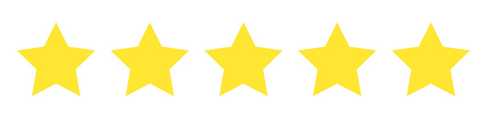 Star golden icon. Customer feedback concept. Vector 5 stars rating review. Quality shape design. Vector yellow isolated five stars.